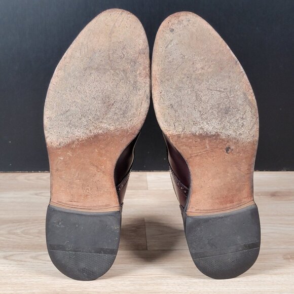 Allen Edmonds Sanford Derby Shoes Mens Sz 11.5 D Burgundy Cap Toe Leather Brogue - Picture 5 of 10